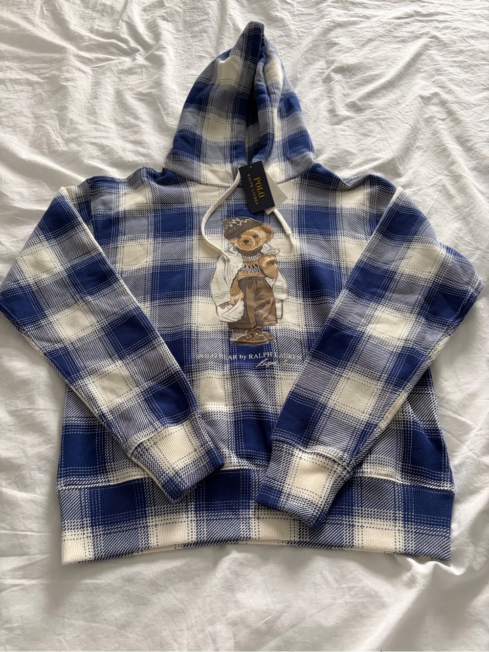 Polo Ralph Lauren Women’s Plaid Polo Bear Hoodie - Picture 4 of 14